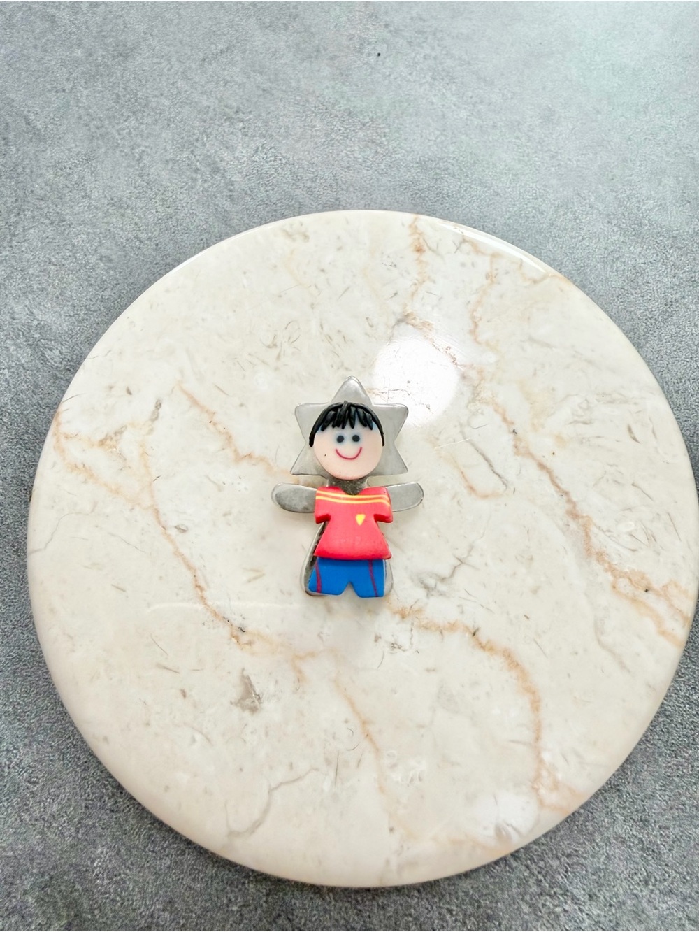 Vintage Estella Star Children Collection Boy Coll Polymer Clay Charm Pendant